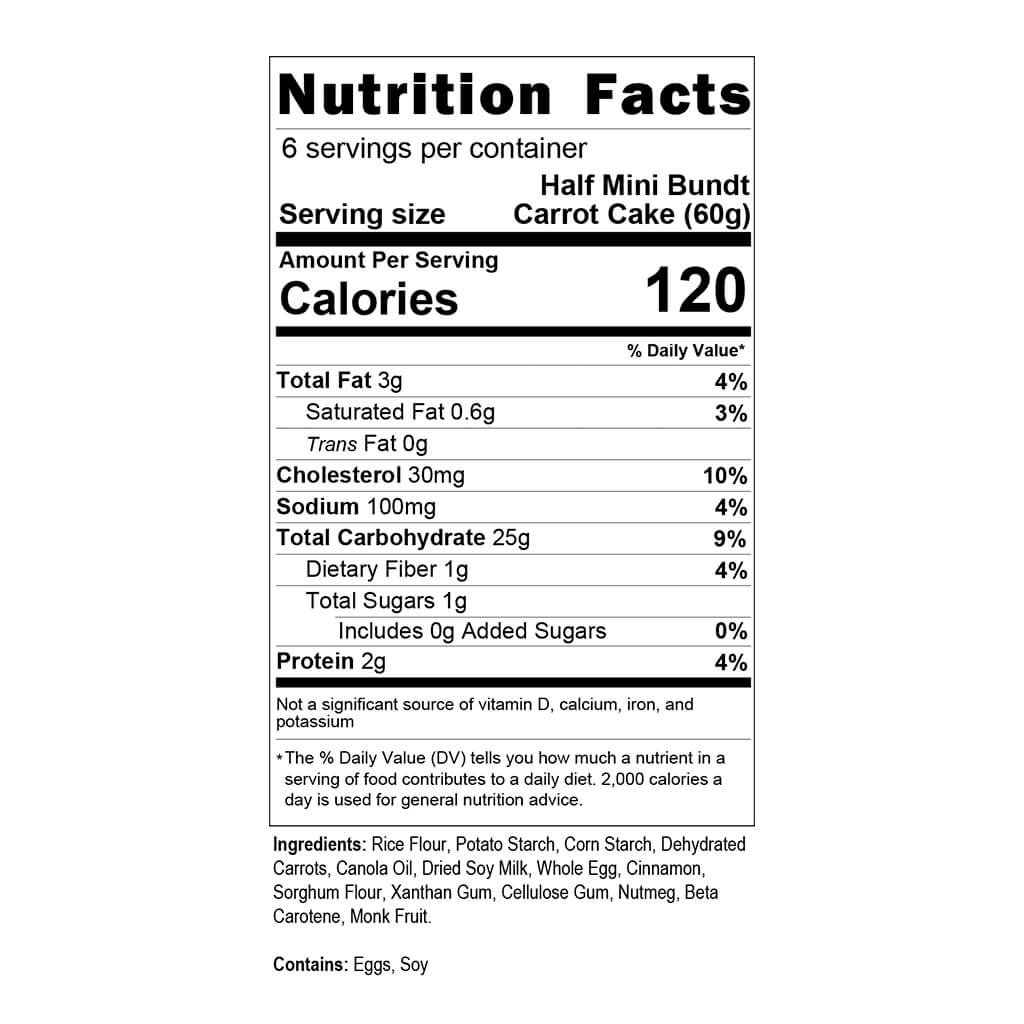 Mini Bundt Carrot Cake Nutrition Facts