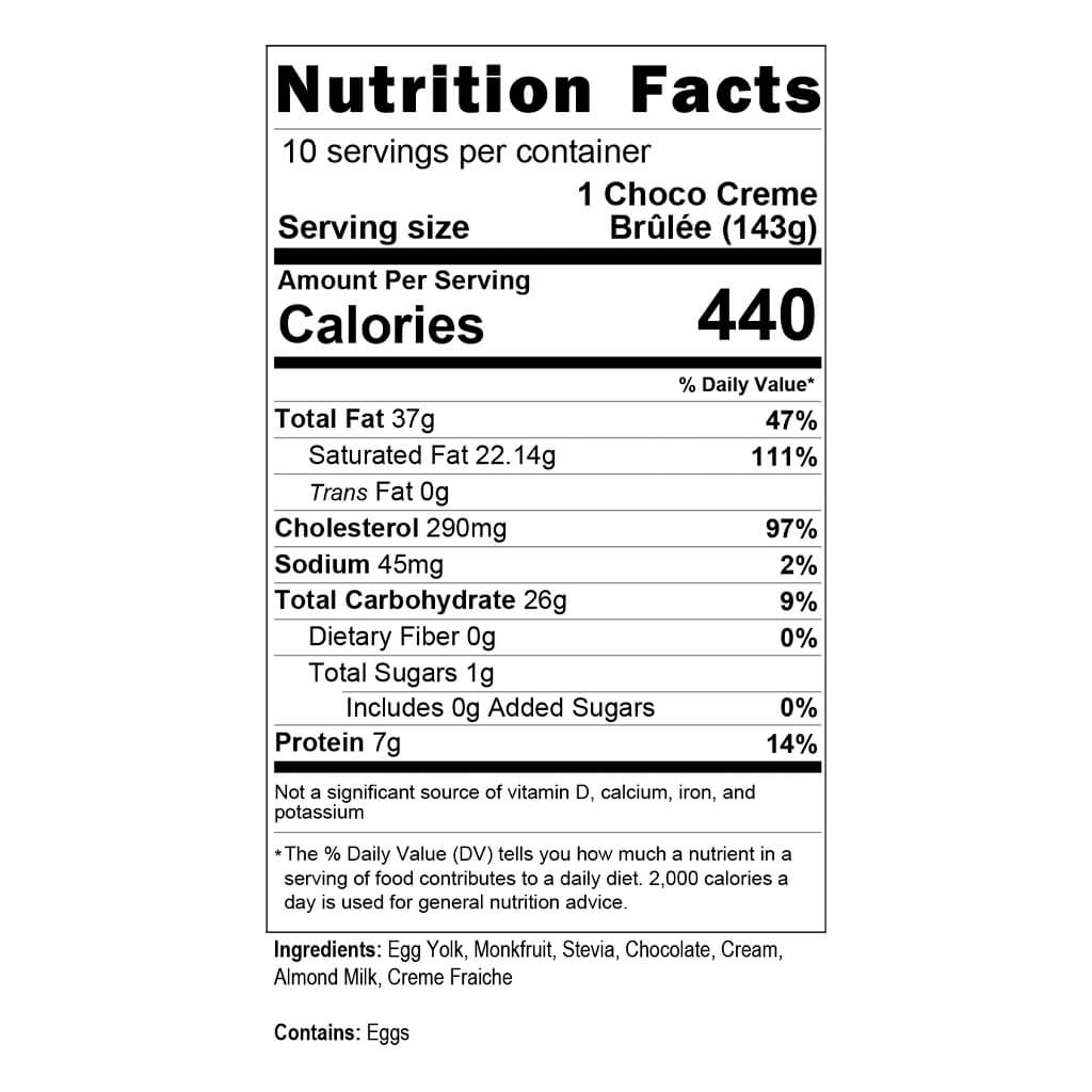 Chocolate Crème Brûlée (Box of 10) Nutrition Facts