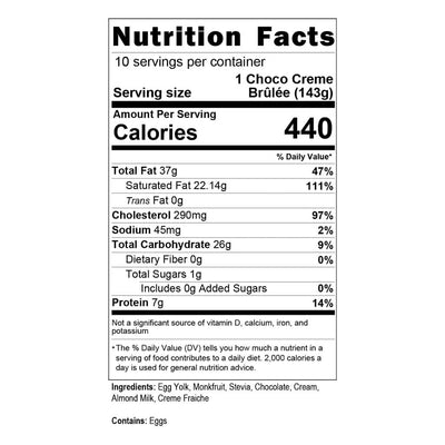 Chocolate Crème Brûlée (Box of 10) Nutrition Facts