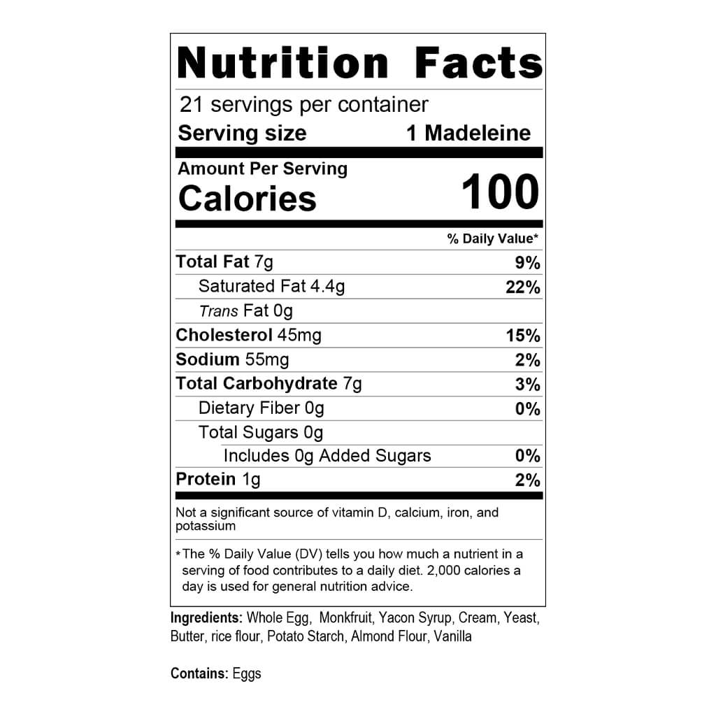 Madeleines (Bag of 6) Nutrition Facts