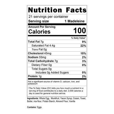 Madeleines (Bag of 6) Nutrition Facts