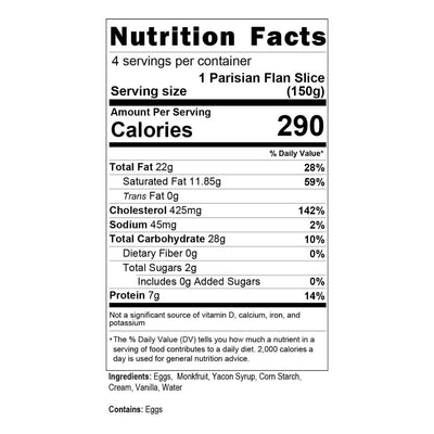 Parisian Flan Nutrition Facts