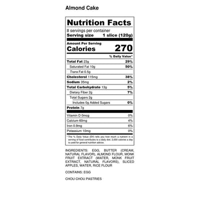 Apple Almond Cake Nutrition Facts