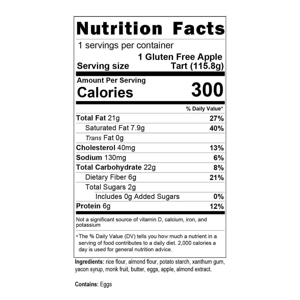 Apple Almond Tart (Box of 12) Nutrition Facts
