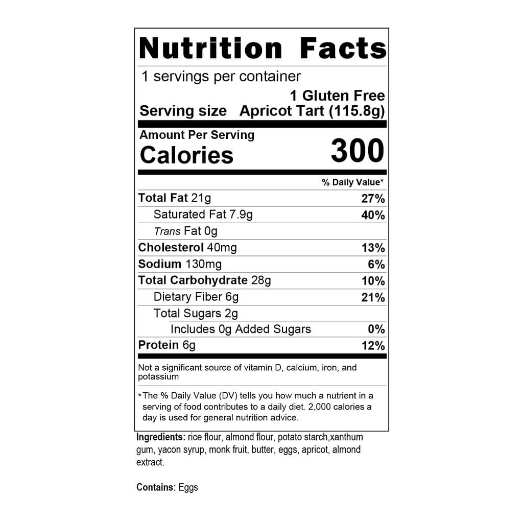 Apricot Almond Tart (Box of 12) Nutrition Facts
