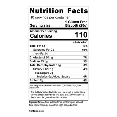 Biscotti - (Bag of 10) Nutrition Facts