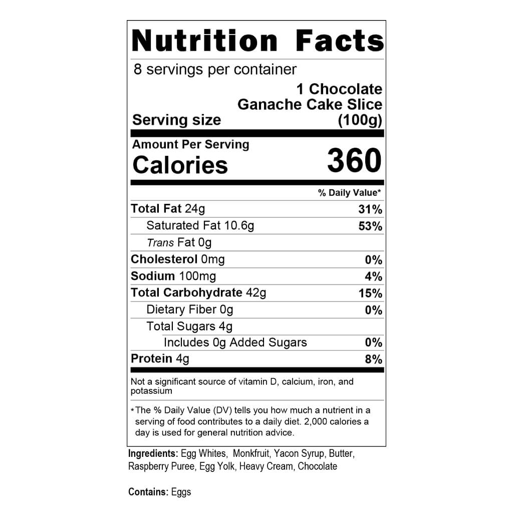 Chocolate Ganache Flourless Cake Nutrition Facts