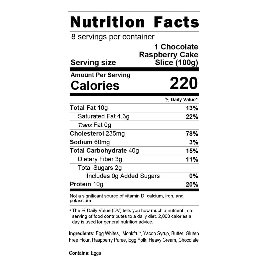 Chocolate Raspberry Cake Nutrition Facts