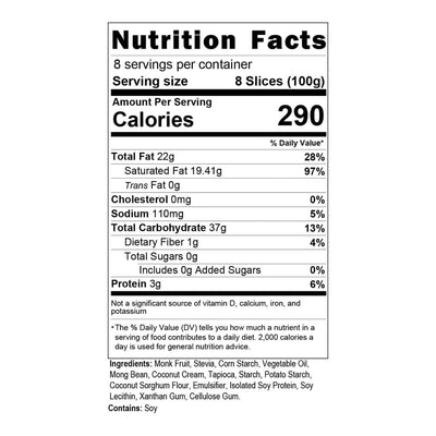 Coconut Crème Vegan Cake Nutrition Facts