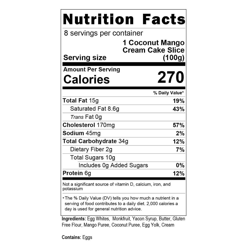 Coconut Mango Crème Nutrition Facts