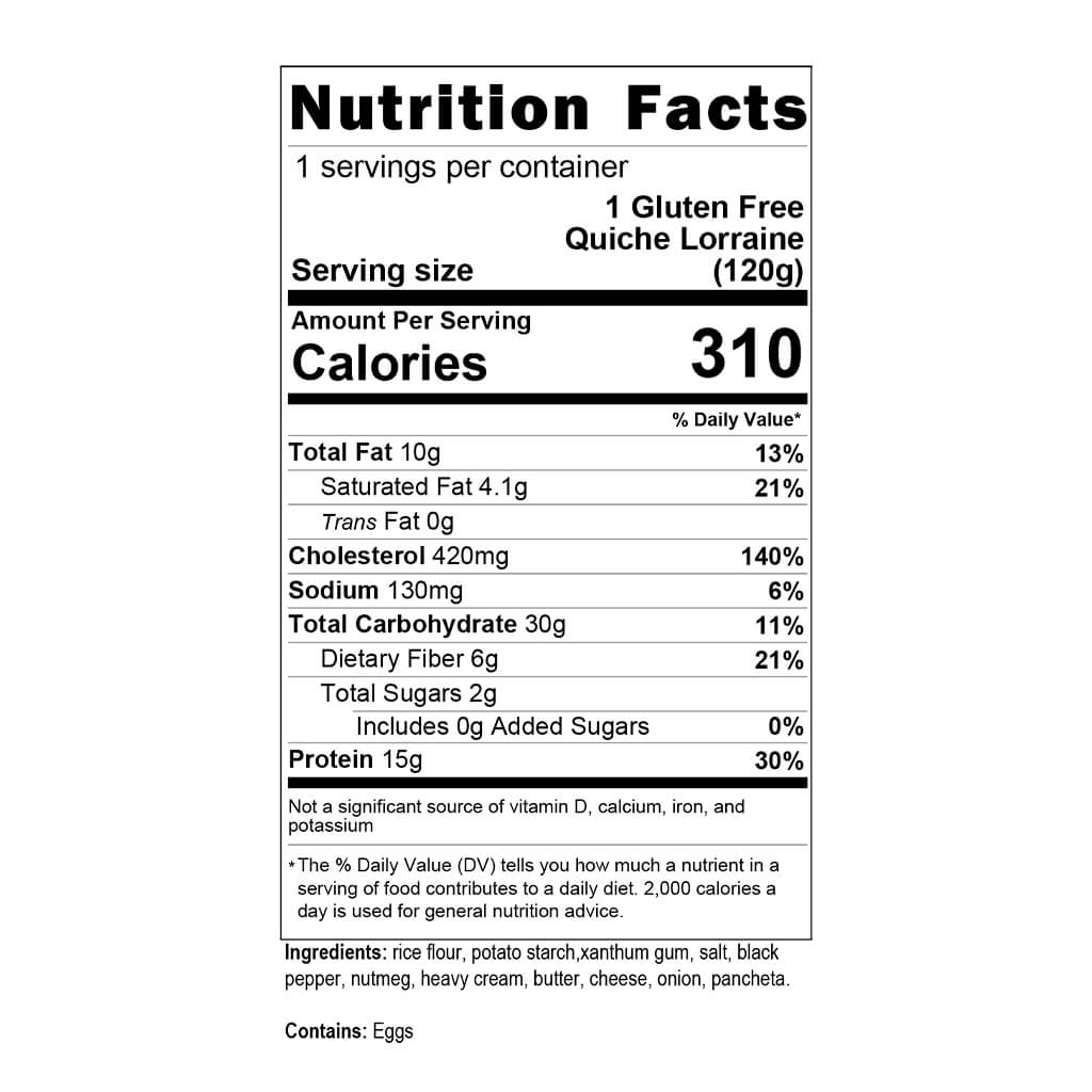 Quiche Lorraine (Box of 12) Nutrition Facts